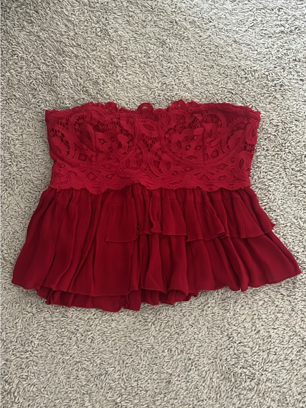 Free People Red Crochet Bustier Top